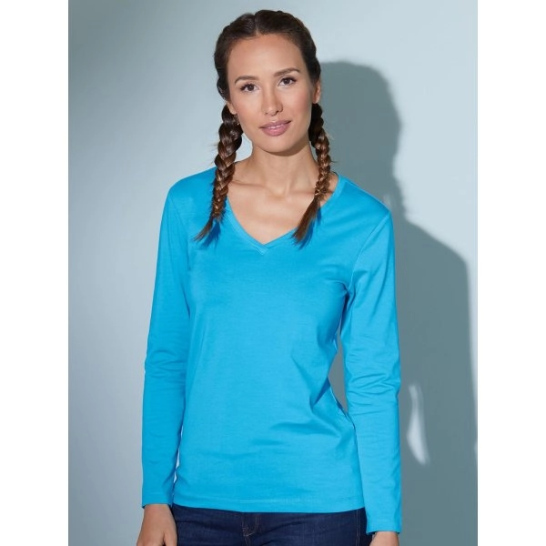 Ladies' Stretch V-Shirt Long-Sleeved