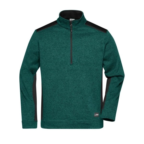 mens-knitted-workwear-fleece-half-zip-strong-dark-green-melange-black-10.webp