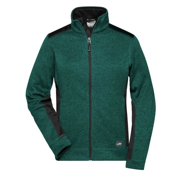 ladies-knitted-workwear-fleece-jacket-strong-dark-green-melange-black-13.webp