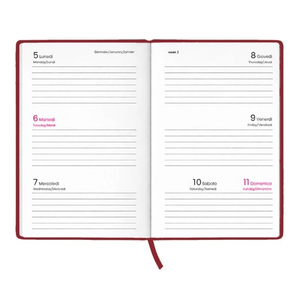Immagine Agenda tascabile settimanale 2027. Copertina rigida in cartoncino laminato opaco