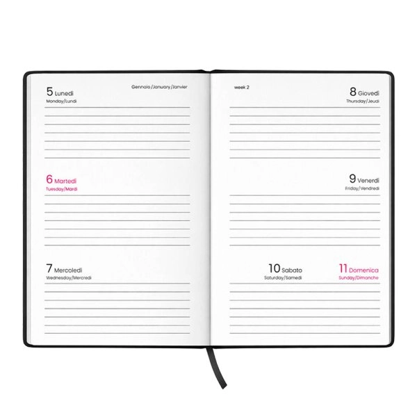 Immagine Agenda tascabile settimanale 2027. Copertina rigida in cartoncino laminato opaco
