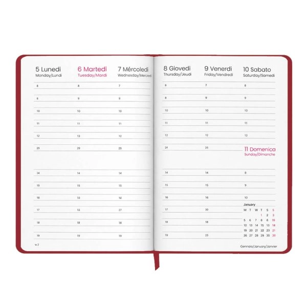 Immagine Agenda settimanale 2027. Copertina rigida in cartoncino laminato opaco.