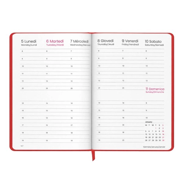 Immagine Agenda settimanale 2027. Copertina rigida in cartoncino laminato opaco.