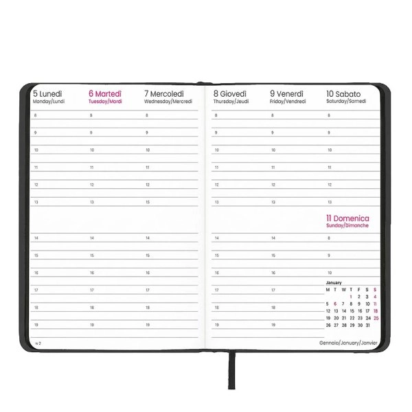 Immagine Agenda settimanale 2027. Copertina rigida in termo PU e bordo pagine colorato