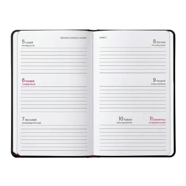 Immagine Agenda tascabile settimanale 2027. Copertina flessibile in soft PU e bordo pagine colorato