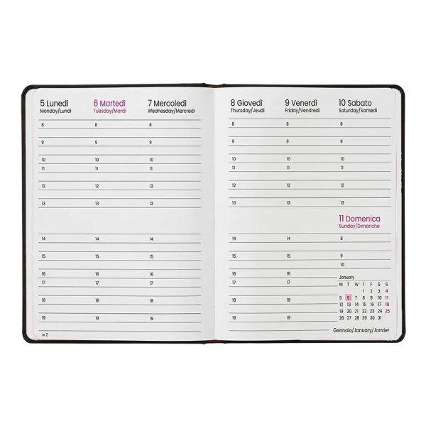 Immagine Agenda settimanale 2027. Copertina flessibile in soft PU e bordo pagine colorato
