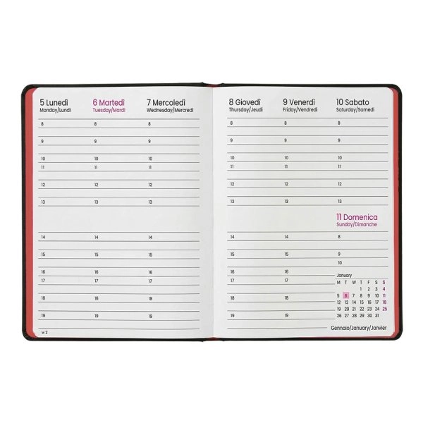 Immagine Agenda settimanale 2027. Copertina flessibile in soft PU e bordo pagine colorato