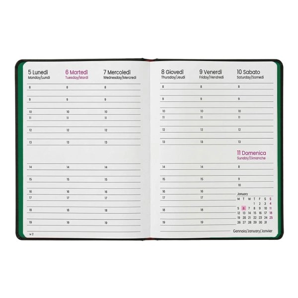 Immagine Agenda settimanale 2027. Copertina flessibile in soft PU e bordo pagine colorato
