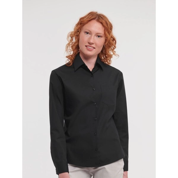 Ladies' Long Sleeve Pure Cotton Poplin Shirt