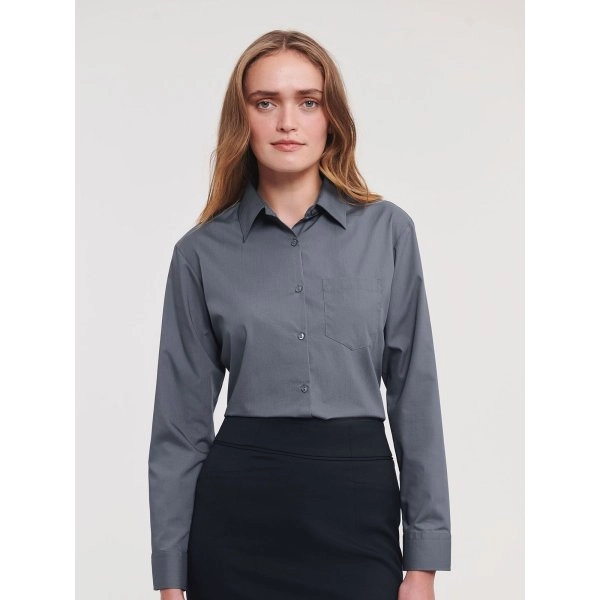 Ladies' Long Sleeve PolyCotton Poplin Shirt