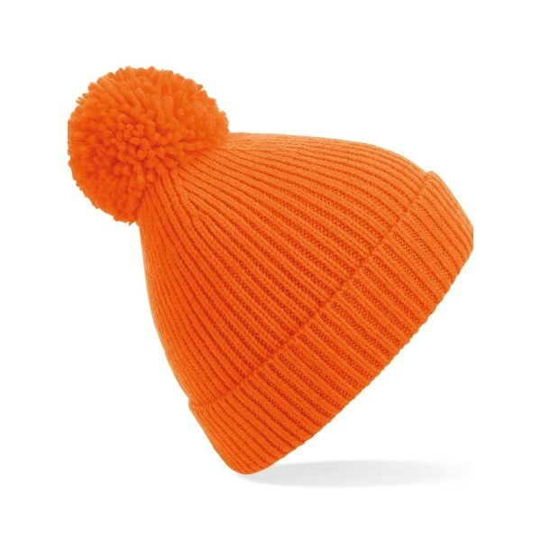 Engineered Knit Ribbed Pom Pom Beanie