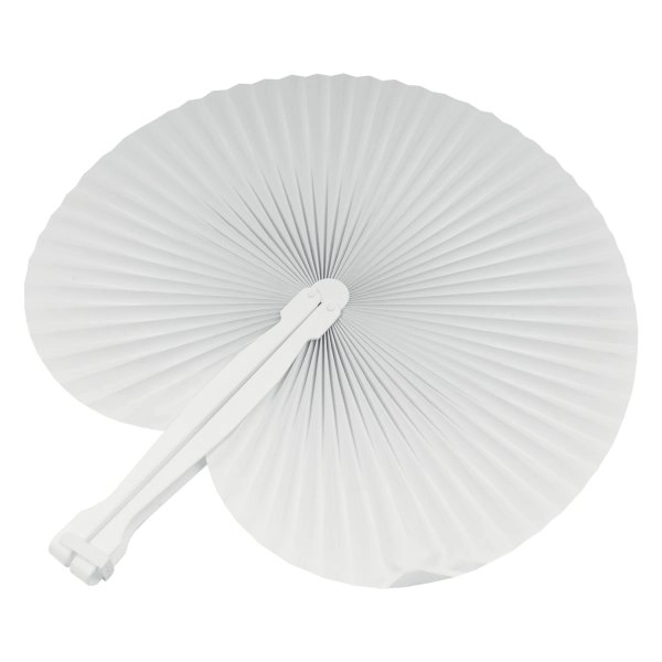 Ventaglio in carta colorata con manico in plastica bianca, lunghezza cm 26