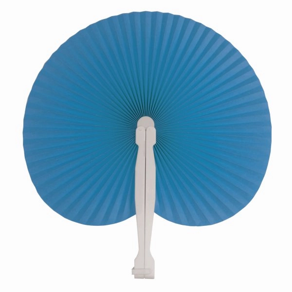 Immagine Ventaglio in carta colorata con manico in plastica bianca, lunghezza cm 26