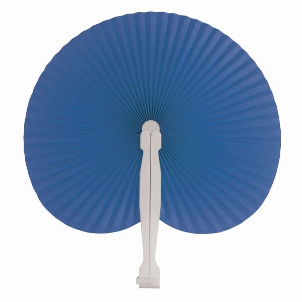 Immagine Ventaglio in carta colorata con manico in plastica bianca, lunghezza cm 26