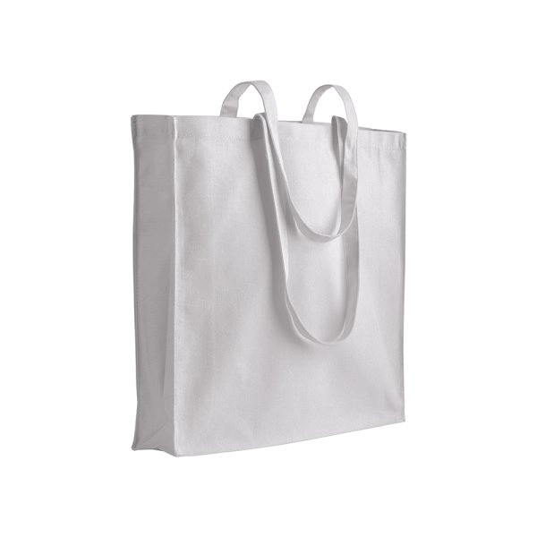 Shopper con soffietto in cotone 220 g/m2, manici lunghi e chiusura con zip