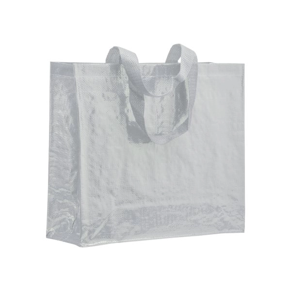 Shopper con soffietto in PP laminato 120 g/m2, manici lunghi a nastro