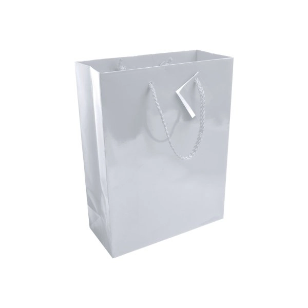 Shopper con soffietto in carta laminata 157 g/m2 con rinforzo alla base