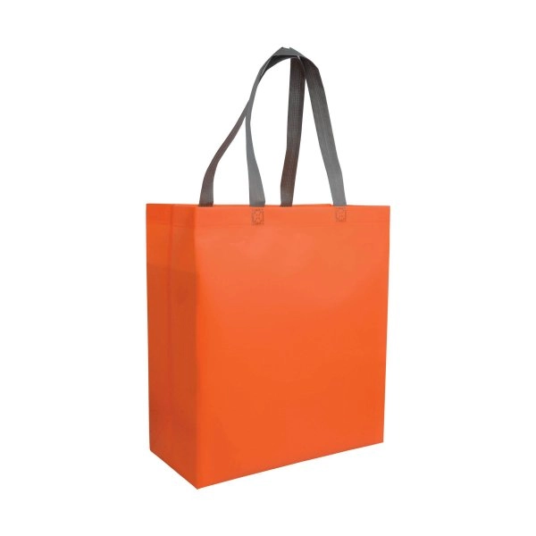 Immagine Shopper con soffietto in TNT laminato 100 g/m2 termosaldato, manici corti