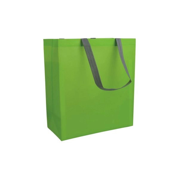 Immagine Shopper con soffietto in TNT laminato 100 g/m2 termosaldato, manici corti