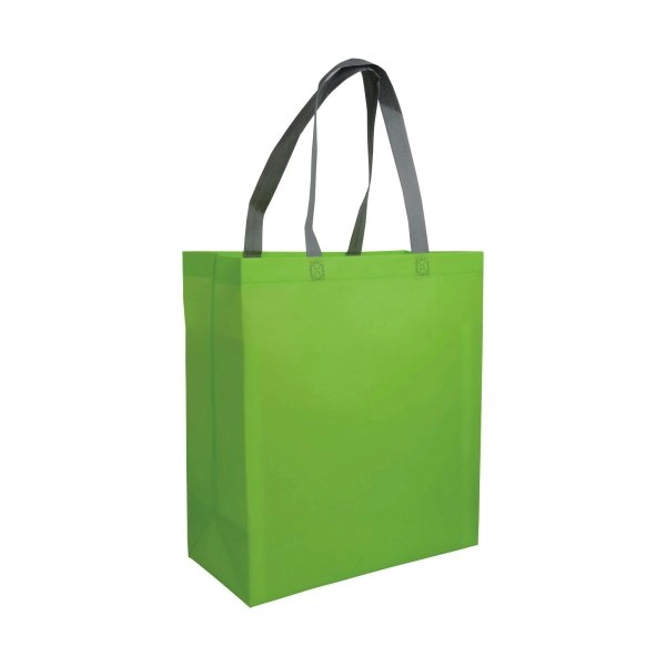 Immagine Shopper con soffietto in TNT laminato 100 g/m2 termosaldato, manici corti