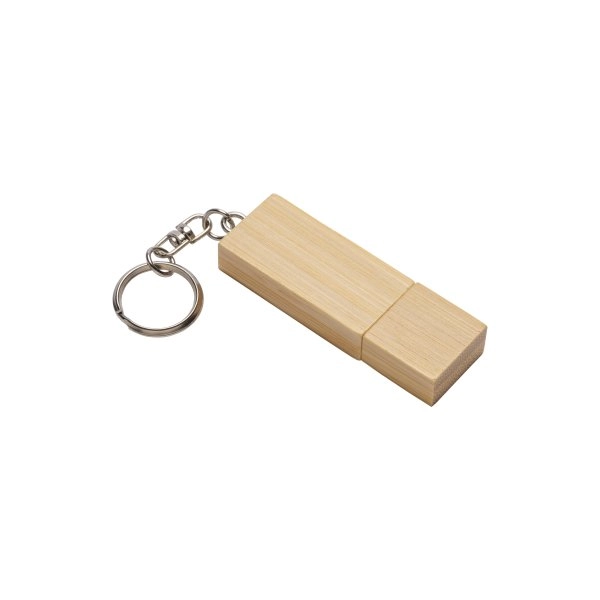 Chiavetta USB 4 Gb in legno con portachiavi in metallo