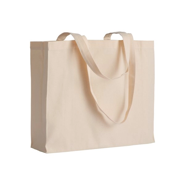 Shopper con soffietto in cotone 200 g/m2, manici lunghi