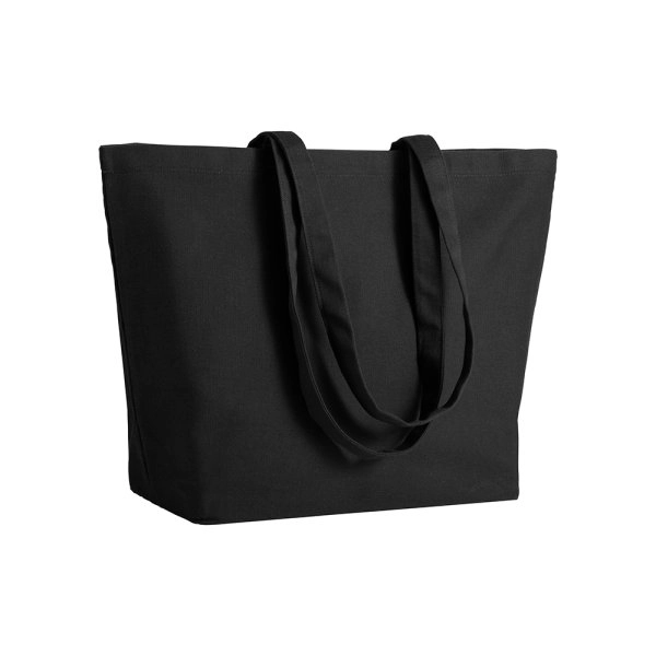 Shopper con soffietto alla base in cotone 280 g-m2, manici lunghi