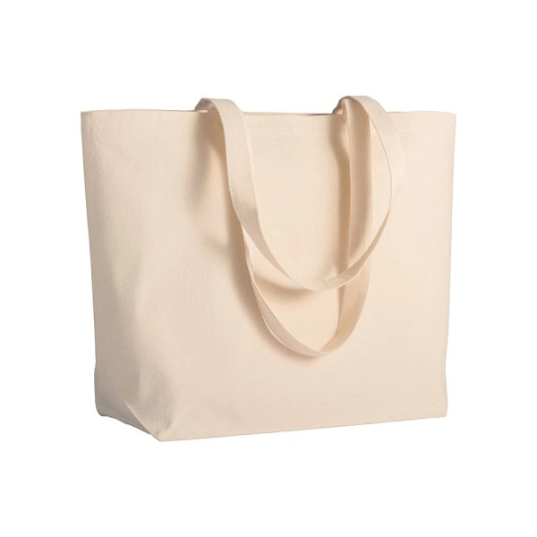 Shopper con soffietto alla base in cotone 280 g/m2, manici lunghi