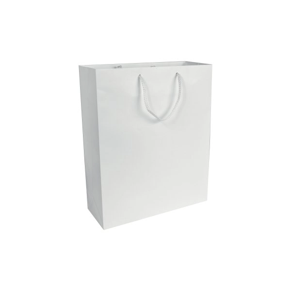 Shopper con soffietto in carta laminata opaca 157 g/m2 con rinforzo alla base