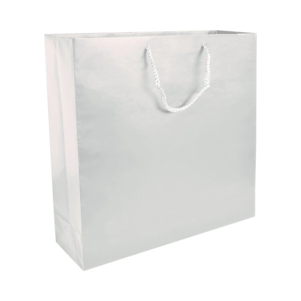 Shopper con soffietto in carta laminata opaca 157 g/m2 con rinforzo alla base