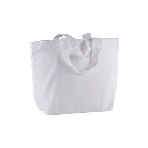 Shopper con soffietto alla base in cotone 120 g/m2, manici corti