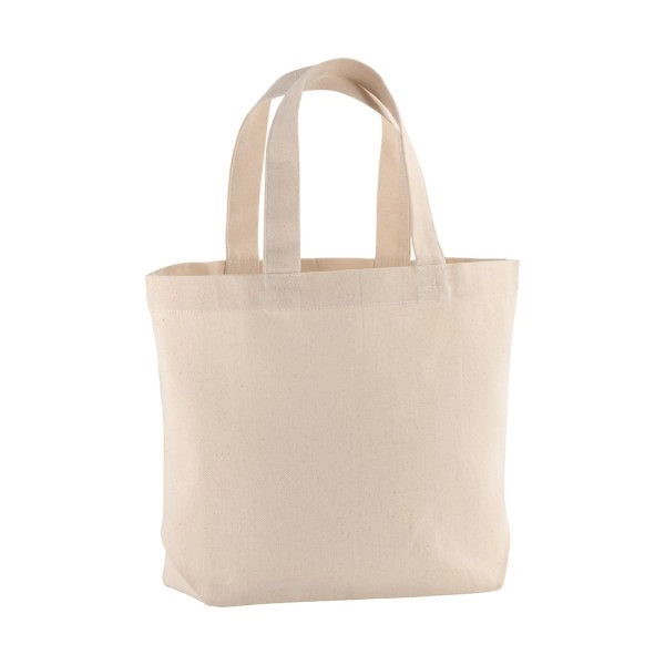 Shopper con soffietto alla base in cotone 120 g/m2, manici corti