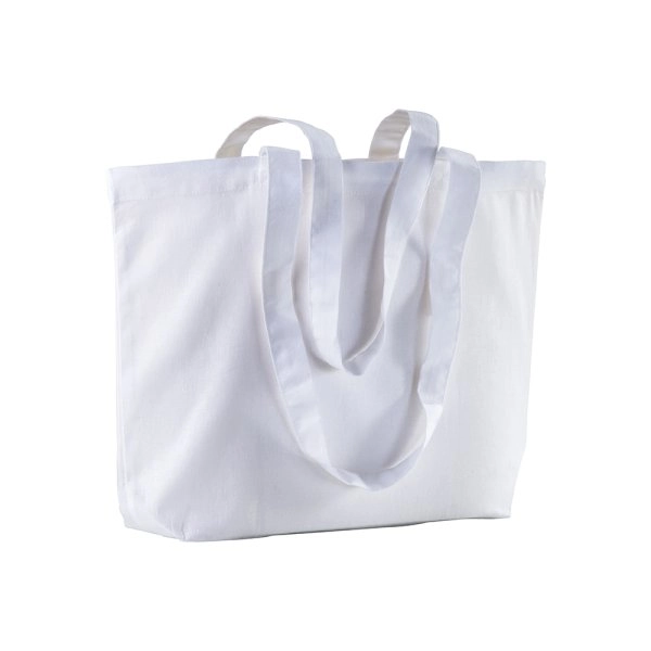 Shopper con soffietto alla base in cotone 120 g/m2, manici lunghie