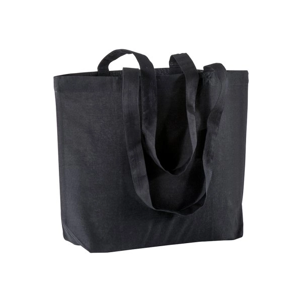 Shopper con soffietto alla base in cotone 120 g/m2, manici lunghi