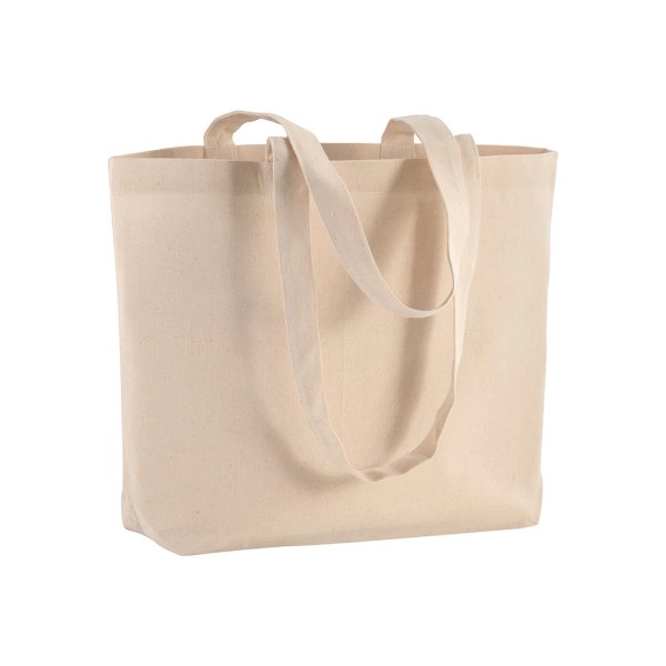 Shopper con soffietto alla base in cotone 120 g/m2, manici lunghi