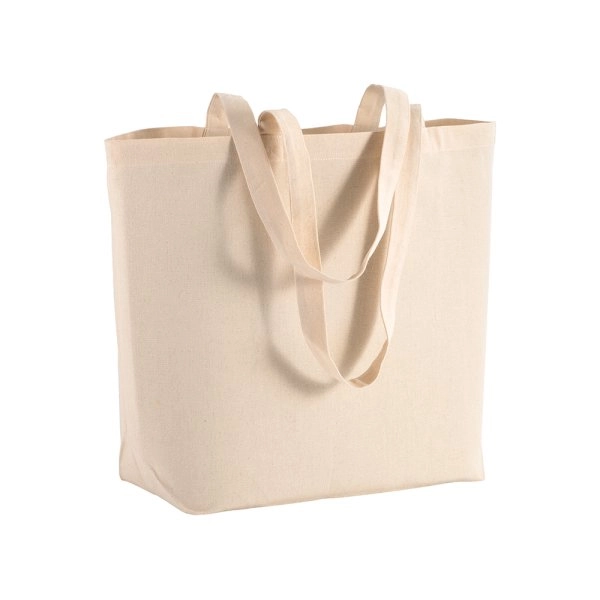 Shopper con soffietto alla base in cotone 135 g/m2, manici lunghi