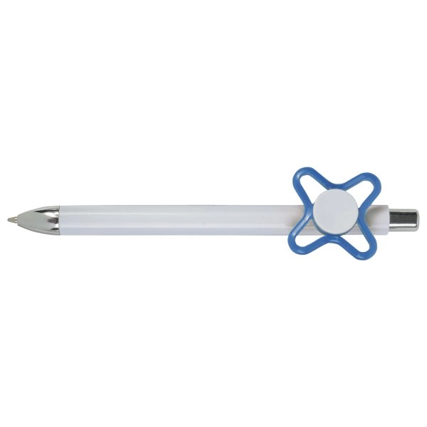 Immagine Penna a scatto in plastica bianca con spinner colorato