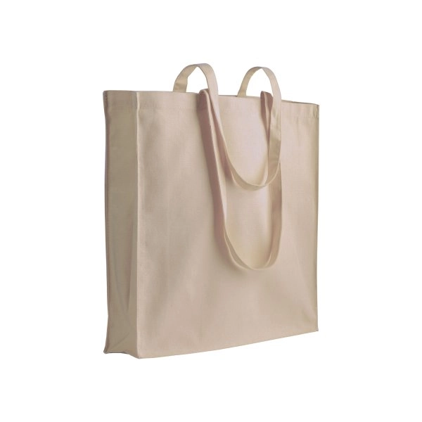 Shopper in cotone 180 g/m2, manici lunghi e soffietto