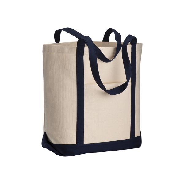 Shopper con soffietto alla base in cotone naturale