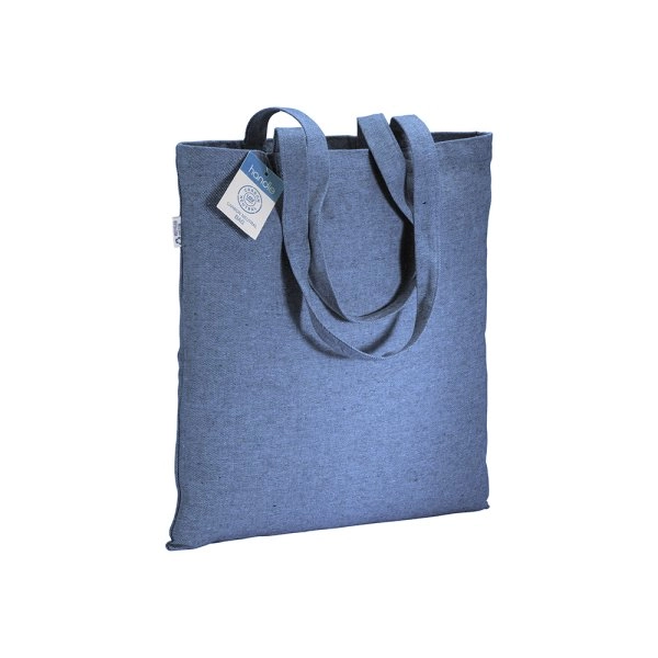 Shopper carbon neutral in cotone riciclato 280 g/m2, manici lunghi