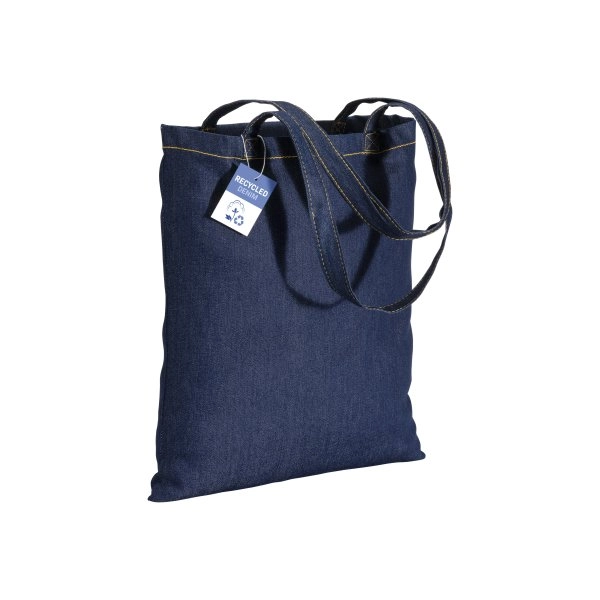 Shopper in cotone denim riciclato 180 gr/m2, manici lunghi