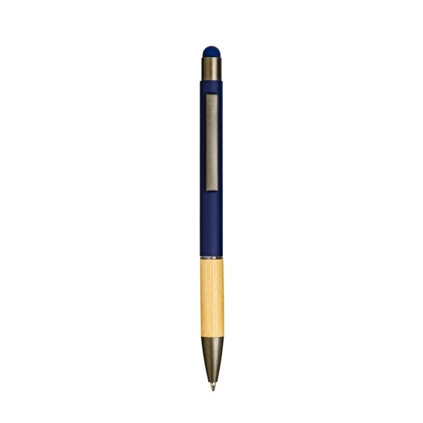 penna-a-scatto-in-alluminio-gommato-con-impugnatura-in-bambu-e-gommino-touch-blu-7.webp