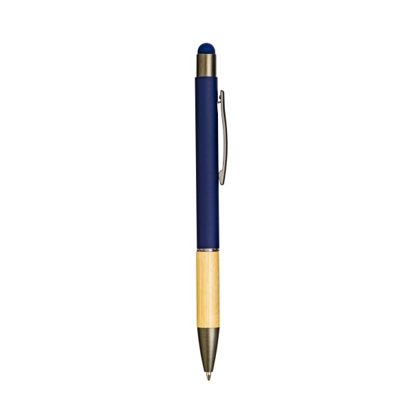 penna-a-scatto-in-alluminio-gommato-con-impugnatura-in-bambu-e-gommino-touch-blu-8.webp