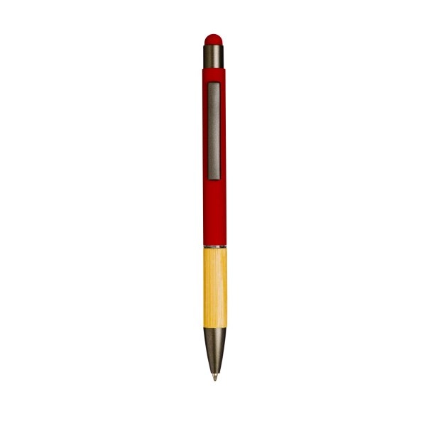 penna-a-scatto-in-alluminio-gommato-con-impugnatura-in-bambu-e-gommino-touch-rosso-9.webp