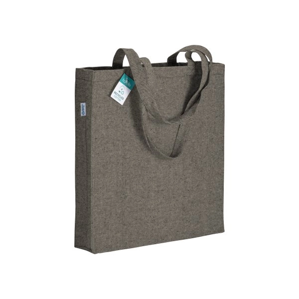 Shopper in cotone riciclato 280 g/m2, manici lunghi e soffietto