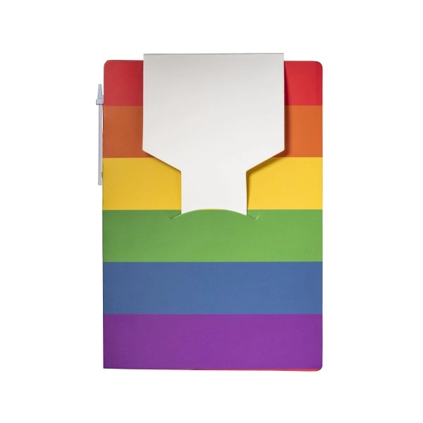 Immagine Block notes in carta con copertina arcobaleno, foglietti adesivi e penna