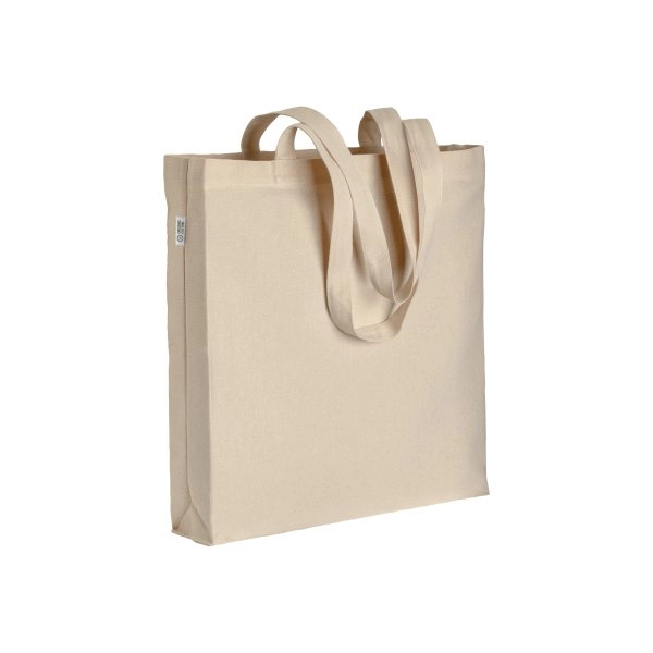 Shopper in cotone biologico 220 g/m2, manici lunghi e soffietto