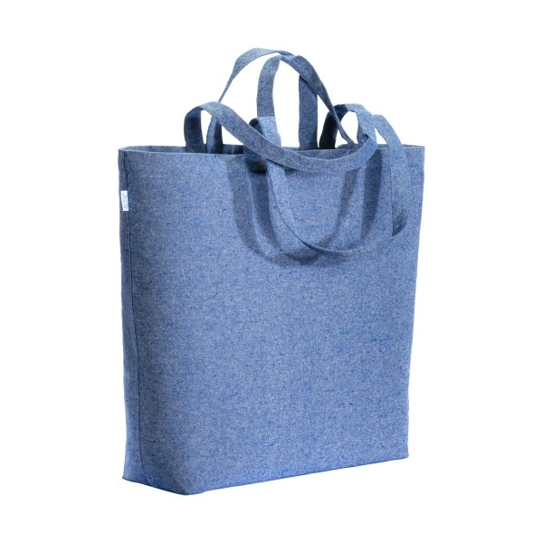 Shopper con soffietto alla base in cotone riciclato 280 g/m2, con doppi manici