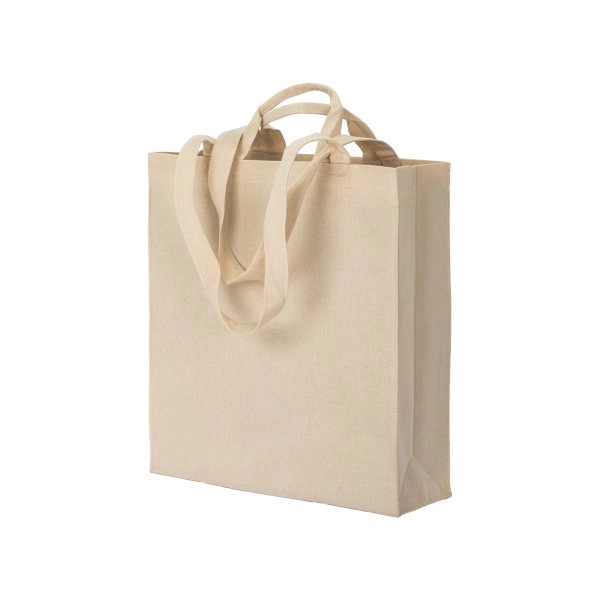 Shopper con soffietto in cotone 220 g/m2, con doppi manici