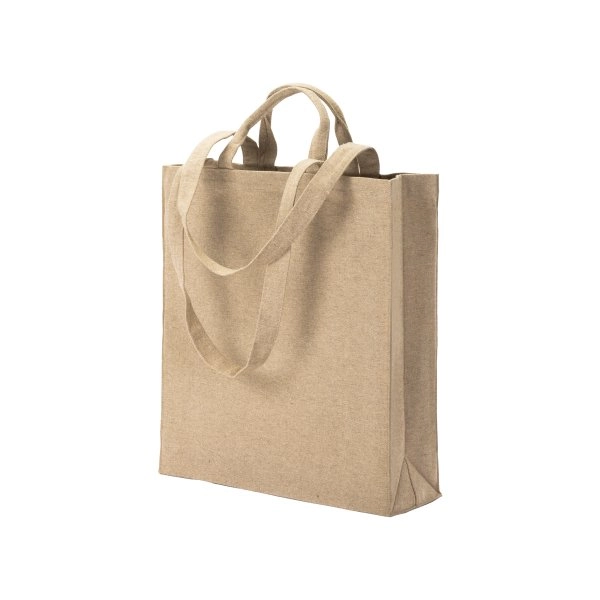 Shopper con soffietto in cotone riciclato 280 g/m2, con doppi manici.